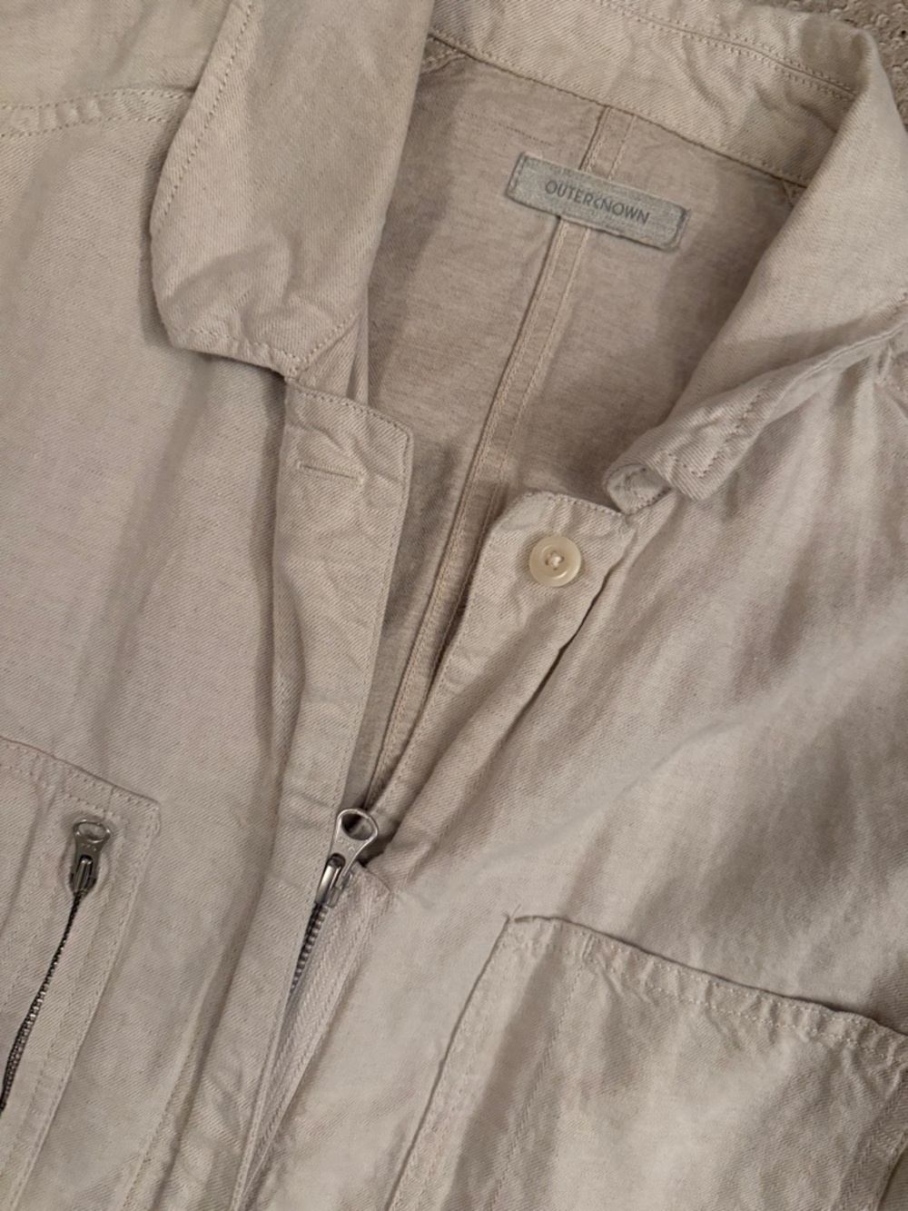 Outerknown Beige Utility Jacket with Front Zipper - Picture 2 of 4